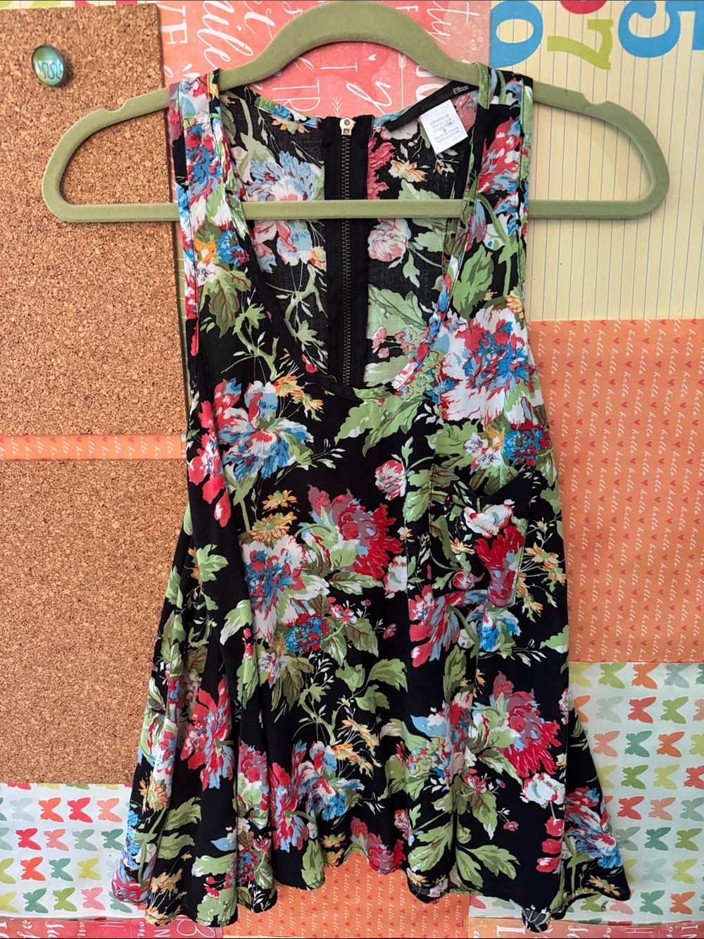 Ellison Black Floral Tank with Multicolor Blooms